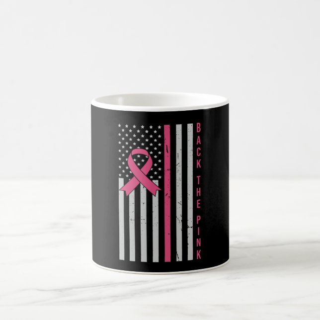 Breast Cancer Awareness Back The Pink USA Patriot Coffee Mug (Center)