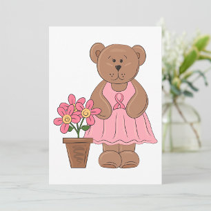 Breast Cancer Awareness Bear in Pink Dress  Invitation