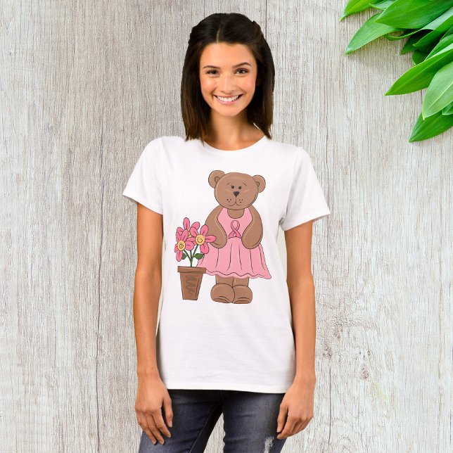 Breast Cancer Awareness Bear in Pink Dress  T-Shirt (Creator Uploaded)