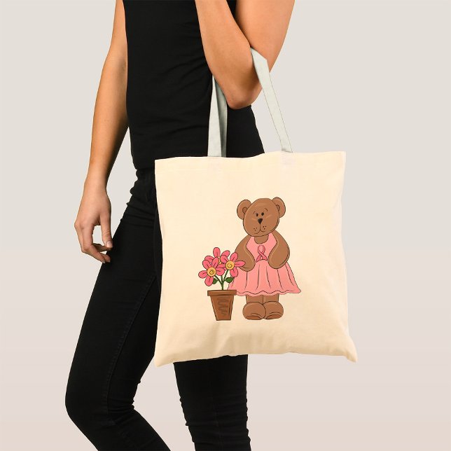 Breast Cancer Awareness Bear in Pink Dress  Tote Bag (Creator Uploaded)
