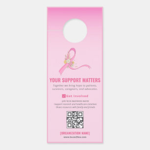 Breast Cancer Awareness Bilingual Ribbon QR Code   Door Hanger