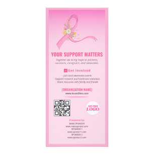 Breast Cancer Awareness Bilingual Ribbon QR Code Rack Card
