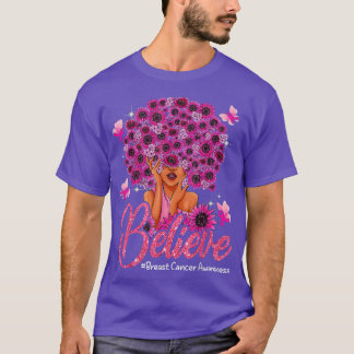 Breast Cancer Awareness Black Woman Warrior Suppor T-Shirt