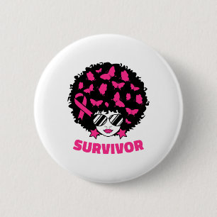 Breast Cancer Awareness Black Women Survivor Pink 6 Cm Round Badge