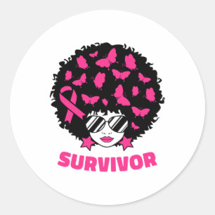 Breast Cancer Awareness Black Women Survivor Pink  Classic Round Sticker