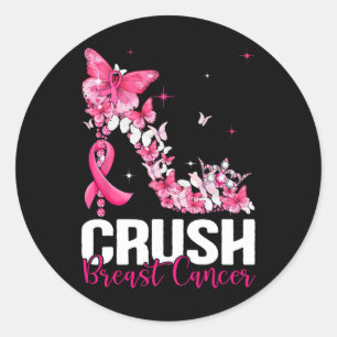 Breast Cancer Awareness Bling Pink Ribbon Womens Classic Round Sticker
