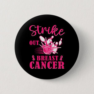 Breast Cancer Awareness - Bowling Strike Out Pink 6 Cm Round Badge