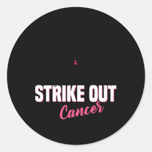 Breast Cancer Awareness - Bowling Strike Out Pink Classic Round Sticker