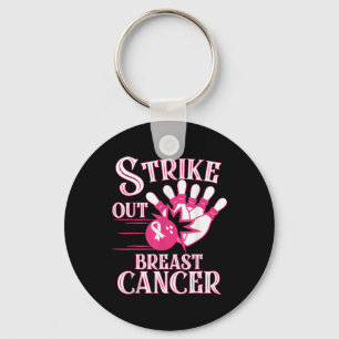 Breast Cancer Awareness - Bowling Strike Out Pink  Key Ring