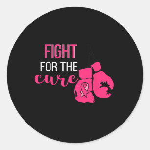Breast Cancer Awareness Boxing Gloves Pink Ribbon Classic Round Sticker