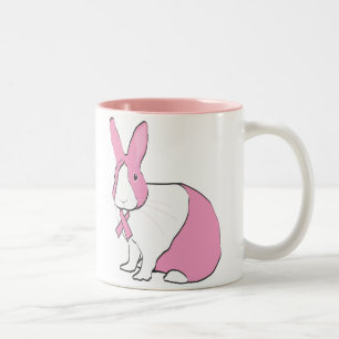 BREAST CANCER AWARENESS BUNNY Two-Tone COFFEE MUG