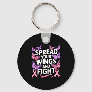 Breast cancer awareness butterfly flying insect key ring