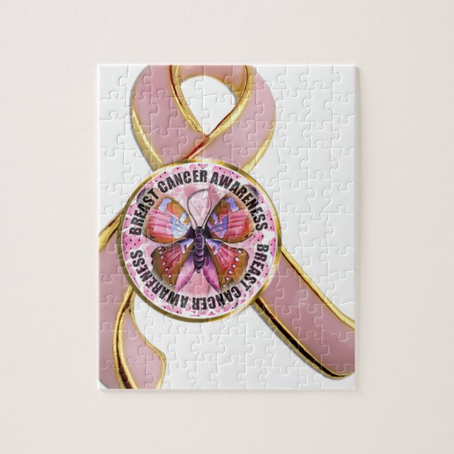 Breast Cancer Awareness Butterfly Jigsaw Puzzle (Vertical)