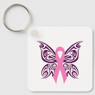 Breast Cancer Awareness Butterfly Key Ring