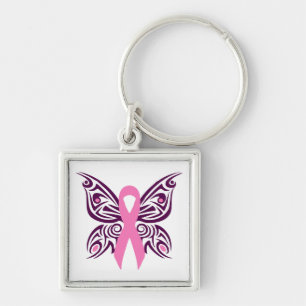 Breast Cancer Awareness Butterfly Key Ring