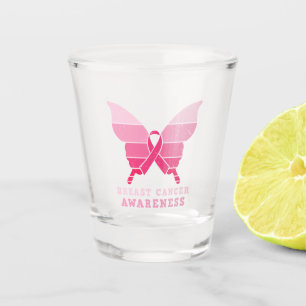Breast Cancer Awareness Butterfly – Pink Ribbon Shot Glass