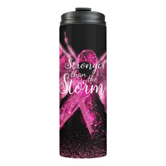 Breast Cancer Awareness Butterfly Quote  Thermal Tumbler (Front)