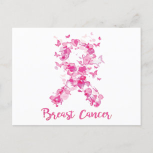 Breast Cancer Awareness Butterfly Ribbon Invitation Postcard