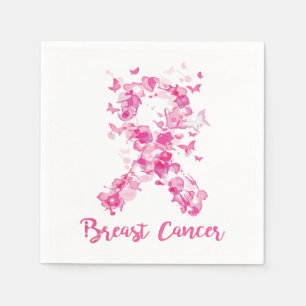 Breast Cancer Awareness Butterfly Ribbon Napkin