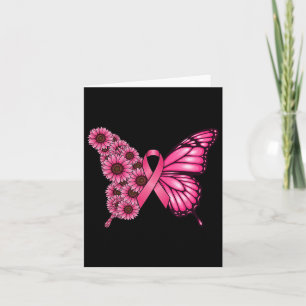 Breast Cancer Awareness Butterfly Sunflower Pink R Card