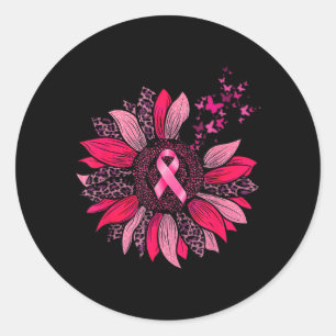 Breast Cancer Awareness Butterfly Suower Pink Classic Round Sticker