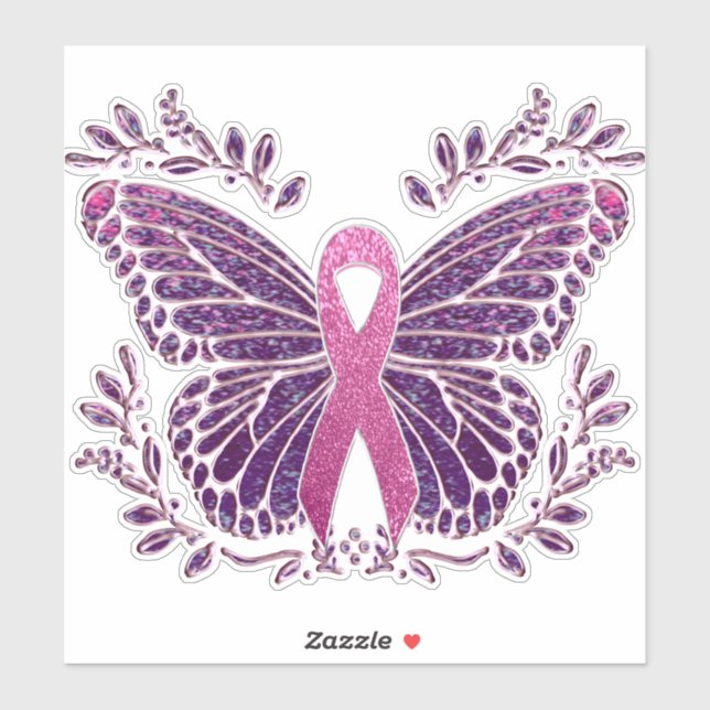 Breast Cancer Awareness Butterfly With Floral Bord (Sheet)