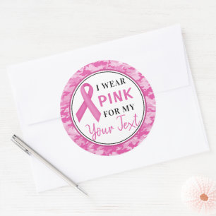 Breast Cancer Awareness Camouflage Ribbon Design Classic Round Sticker