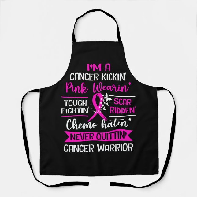 Breast Cancer Awareness Cancer Kickin' Chemo Hatin Apron (Front)