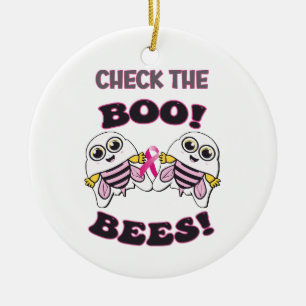 Breast Cancer Awareness Check The Boo-Bees Ceramic Ornament