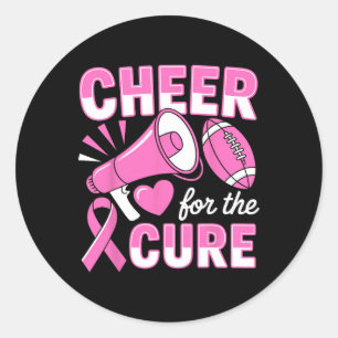 Breast Cancer Awareness Cheer For The Cure Footbyl Classic Round Sticker