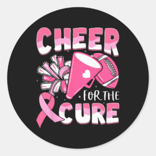 Breast Cancer Awareness Cheer For The Cure Footbyl Classic Round Sticker