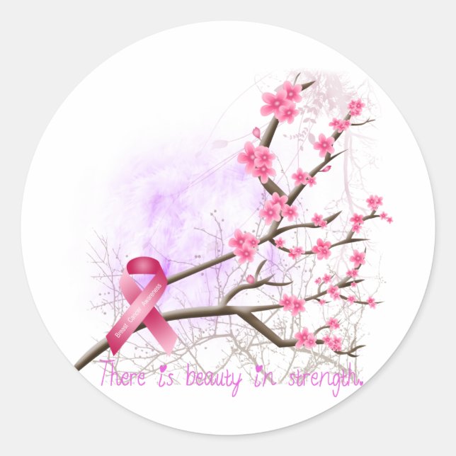 Breast Cancer Awareness Cherry Blossom Sticker (Front)