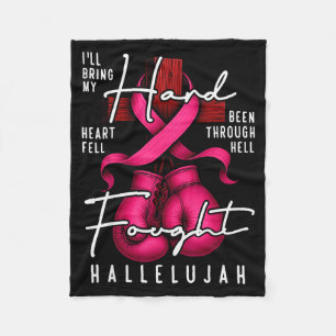 Breast Cancer Awareness Christian Hard Fought Hall Fleece Blanket