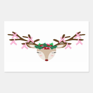 Breast Cancer Awareness Christmas Stickers Reindee