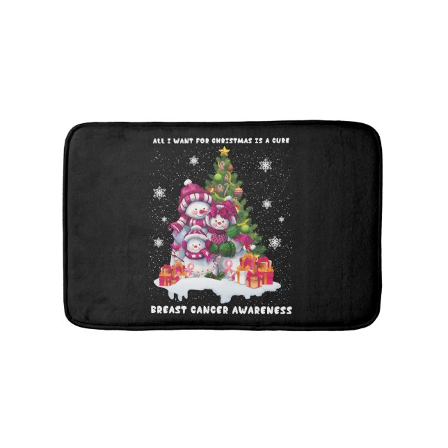Breast Cancer Awareness Christmas Tree Bath Mat (Front)