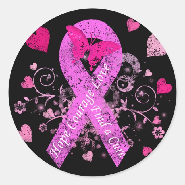 Breast Cancer Awareness Classic Round Sticker (Front)