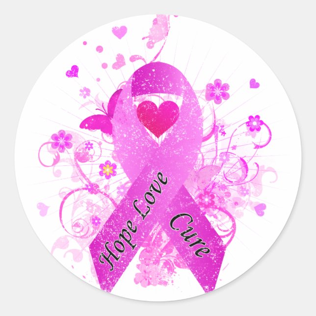 Breast Cancer Awareness Classic Round Sticker (Front)