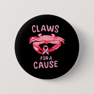 Breast Cancer Awareness Claws For A Cause Crab 6 Cm Round Badge