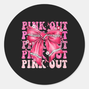 Breast Cancer Awareness Coquette Bow Pink Out Foot Classic Round Sticker