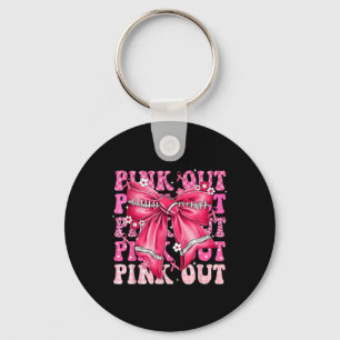 Breast Cancer Awareness Coquette Bow Pink Out Foot Key Ring