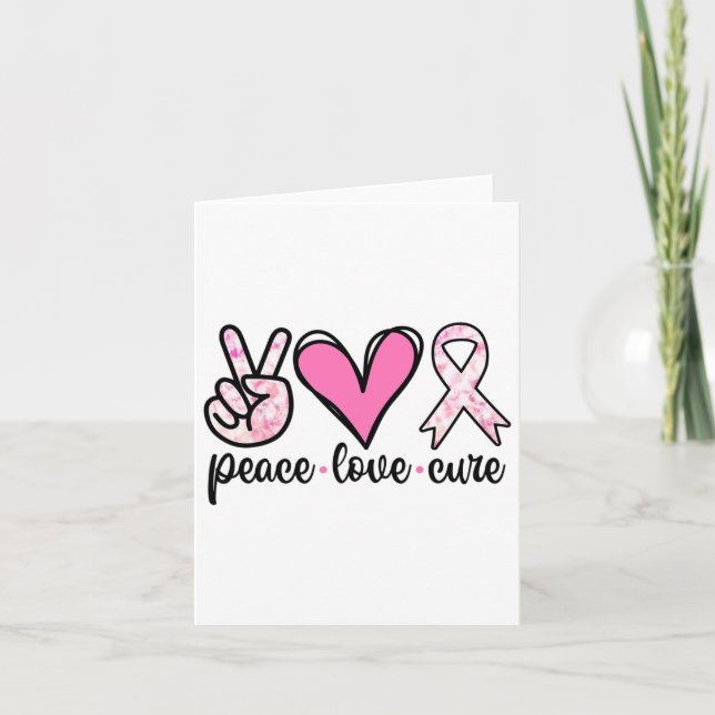 Breast Cancer Awareness Costume Pink Peace Love Cu Card (Front)