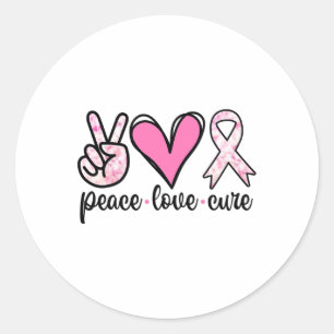 Breast Cancer Awareness Costume Pink Peace Love Cu Classic Round Sticker