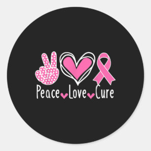 Breast Cancer Awareness Costume Pink Peace Love Cu Classic Round Sticker