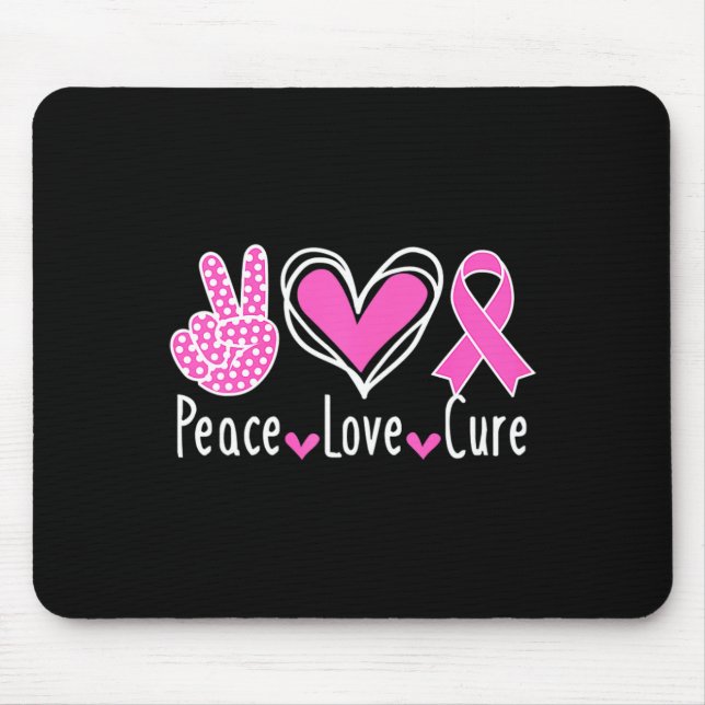 Breast Cancer Awareness Costume Pink Peace Love Cu Mouse Pad (Front)