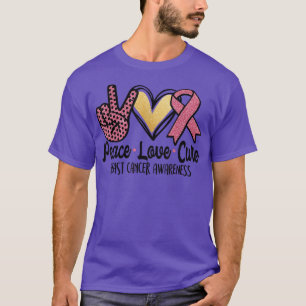 Breast Cancer Awareness Costume Pink Peace Love Cu T-Shirt