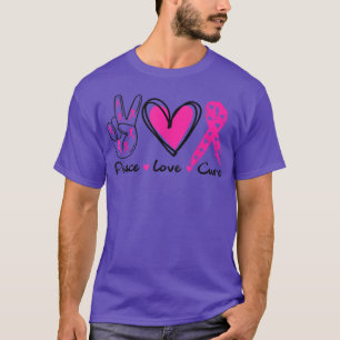 Breast Cancer Awareness Costume Pink Peace Love Cu T-Shirt