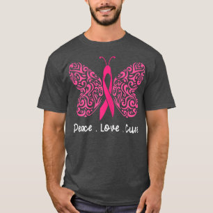 Breast Cancer Awareness Costume Pink Peace Love Cu T-Shirt