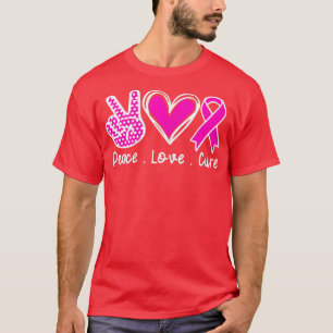 Breast Cancer Awareness Costume Pink Peace Love Cu T-Shirt