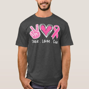 Breast Cancer Awareness Costume Pink Peace Love Cu T-Shirt