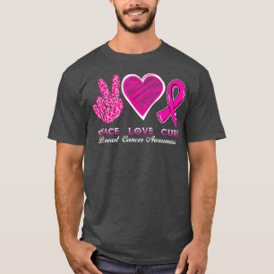 Breast Cancer Awareness Costume Pink Peace Love Cu T-Shirt